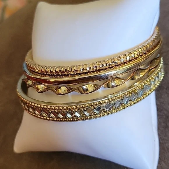 Set of Four Goldtone Bangle Bracelets - Picture 2 of 10